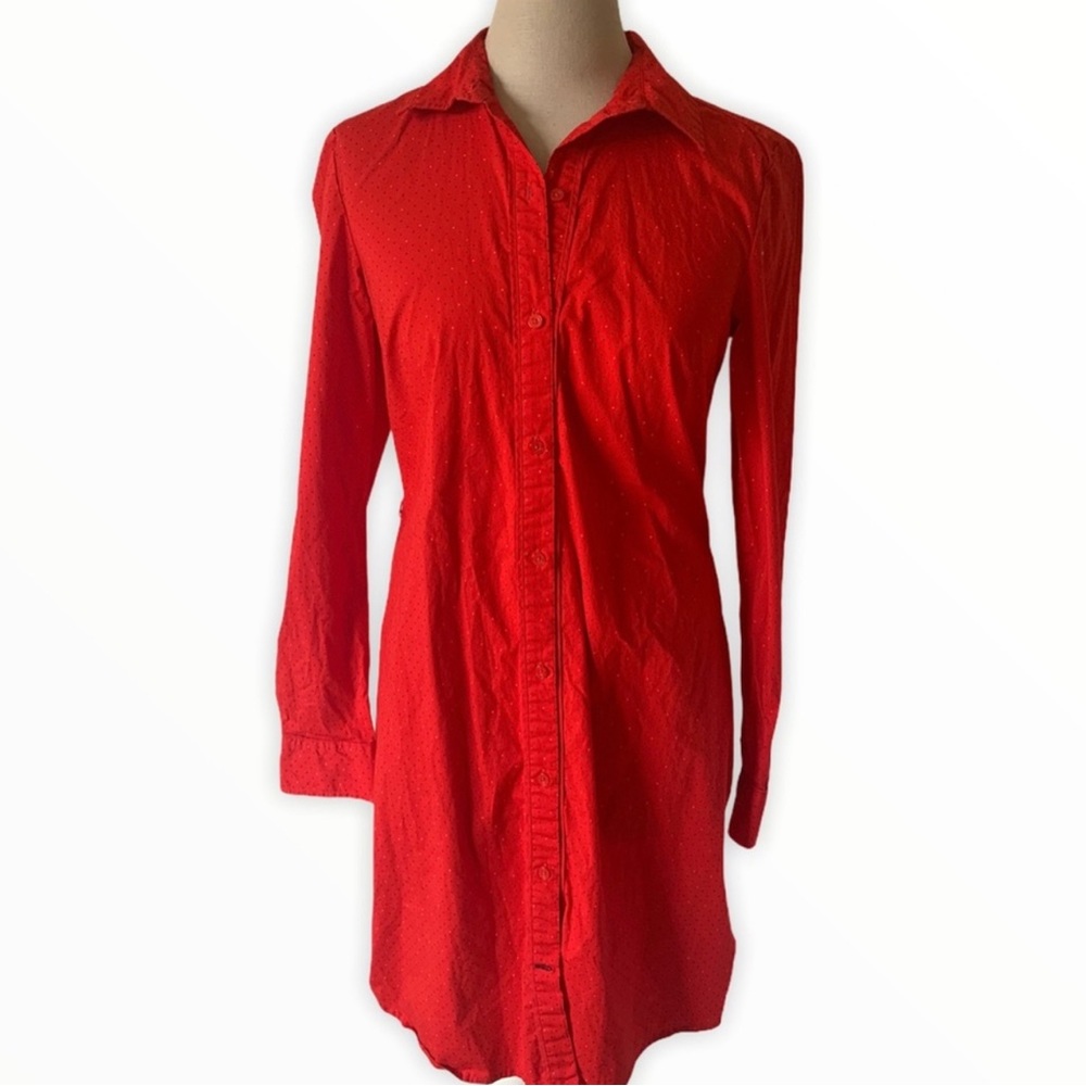 Tommy Hilfiger red spotted button up shirt dress
